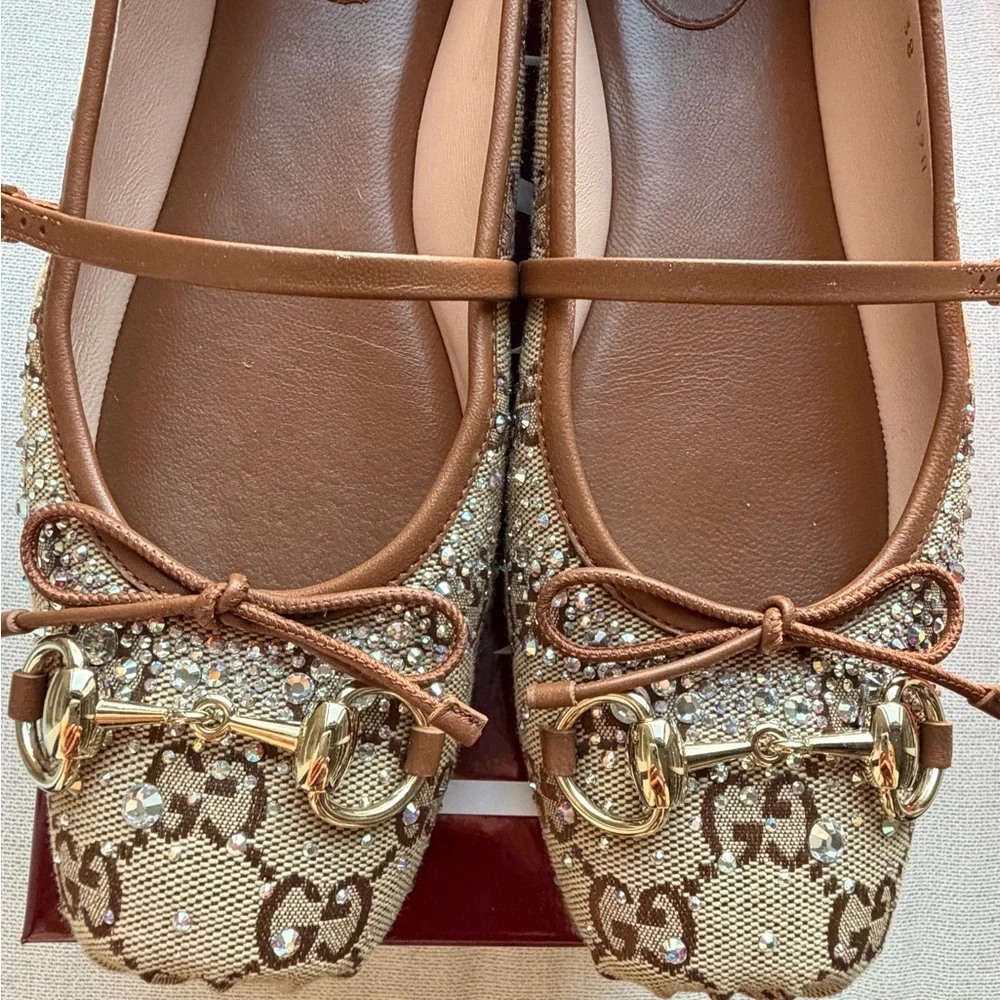 Gucci Horsebit Crystal Embellished Ballet Flats - Picture 3 of 6